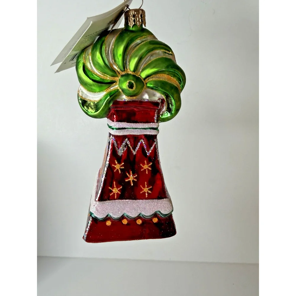 Christopher Radko Ribbon Ring Ding Glass Ornament 2001 Poland NWT Tag & Box